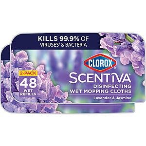2-Pack 24-Count Clorox Scentiva Disinfecting Wet Mop Pads (Lavender/Jasmine) $8.20 