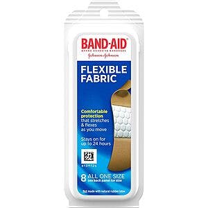 8-Count Band-Aid Brand Flexible Fabric Adhesive Bandages (All One Size) $0.35 w/ Subscribe & Save + Free S&H w/ Prime