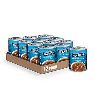 12-Pack 18.5-Oz Progresso Traditional Canned Soup (Chicken Tortilla) $15.60 w/ S&S + Free Shipping w/ Prime or on $35+