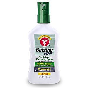 5-Oz Bactine MAX First Aid Spray - Pain Relief Cleansing Spray w/ 4% Lidocaine $3.73 w/ S&S + Free Shipping w/ Prime or on $35+