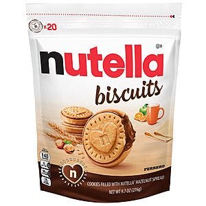 20-Count Nutella Biscuits Hazelnut Spread w/ Cocoa Sandwich Cookies (9.7-Oz Bag) $3.45 w/ Subscribe & Save