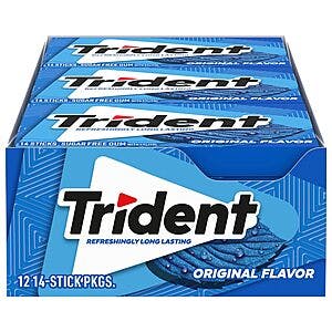 12-Pack 14-Count Trident Sugar Free Gum (various flavors) $7 w/ Subscribe & Save