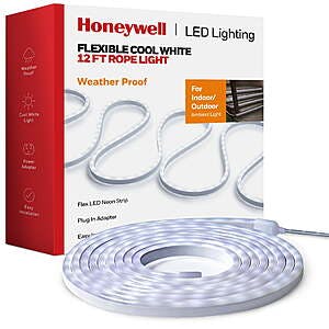 12' Honeywell Flexible Outdoor/Indoor Rope LED Strip w/ Power Adapter (White) $5.30 
