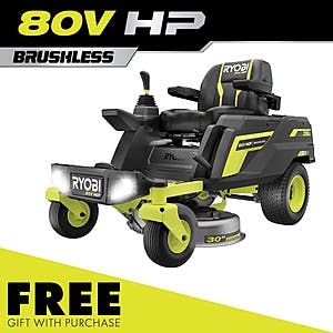RYOBI 80V Brushless Riding Mowers w/ Cart, Bagger or Mulch Kit: 30" w/ 2x 10Ah Batteries $2999 & More + Free Delivery