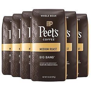 6-Pack 10.5-Oz Peet's Coffee Medium Roast Whole Bean Coffee (Big Bang) $27 w/ Subscribe & Save + Free S&H
