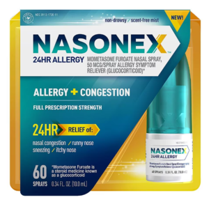 Nasonex 24HR Allergy + Congestion Nasal Spray (Non Drowsy, Scent Free, 60 Sprays) $4.50 + Free Store Pickup on Orders $10+