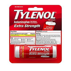 10-Ct Tylenol Extra Strength Caplets w/ 500mg Acetaminophen + $2 Walmart Cash $1.90 + Free Store Pickup
