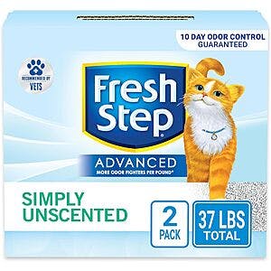 37-lbs (2x 18.5-lbs) Fresh Step Clumping Cat Litter Advanced (Simply Unscented) $12.75 w/ Subscribe & Save