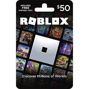 Roblox Physical Gift Cards w/ Virtual Item: 3-Pack $15 GC for $36 or $50 GC $40 + Free S/H