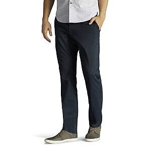 Lee Men's Extreme Motion Flat Front Slim Straight Pants (Navy or Painter Gray) $17 