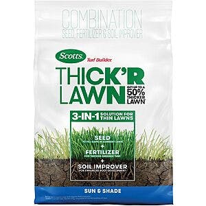 12-lbs Scotts Turf Builder Thick'r Lawn Grass Seed, Fertilizer, & Soil Improver $17 