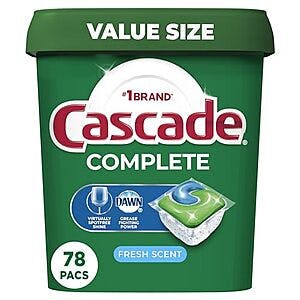 78-Count Cascade Complete ActionPacs Dishwasher Pods (Fresh Scent) $13.05 w/ Subscribe & Save