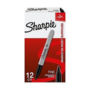 12-Count Sharpie Fine Point Permanent Markers (Black) $4.80 + Free Shipping