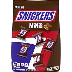 Chocolate Assortment Bulk Candy: 35.6oz. Snickers Minis Size Milk Candy Bar Bag $8 w/ Subscribe & Save & Many More