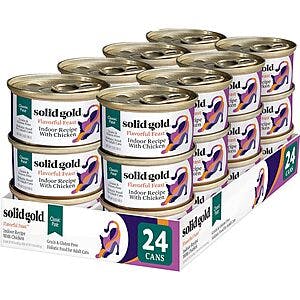 Prime Members: 24-Ct 3-Oz Solid Gold Wet Cat Food Pate for Adult & Senior Cats $10.40 w/ S&S & More + Free S&H