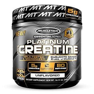 80-Servings MuscleTech Platinum Creatine Monohydrate Powder (Unflavored) $13.20 w/ Subscribe & Save