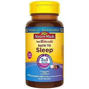 40-Count Nature Made Wellblends Back To Sleep Fast Dissolve Tablets w/ Melatonin, L-Theanine & GABA $4.50 w/ Subscribe & Save