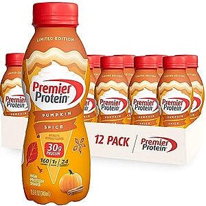 12-Pack 11.5-Oz Premier Protein Shake Limited Edition (Pumpkin Spice) $14.25 w/ S&S + Free Shipping w/ Prime or on $35+