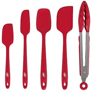 5-Piece Kaluns BPA-Free Silicone Spatula & Tong Set (Red) $8