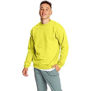 Hanes Men's EcoSmart Fleece Crewneck Sweatshirt (Safety Green, Sizes M, L only) $3.30