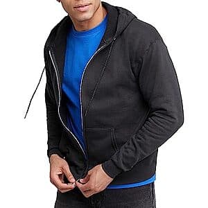 Hanes Men's EcoSmart Fleece Full-Zip Hooded Sweatshirt (Black) $9.70