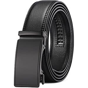 Sendefn Men's Automatic Ratchet Buckle Slide Adjustable Leather Belt (Black) $5.50
