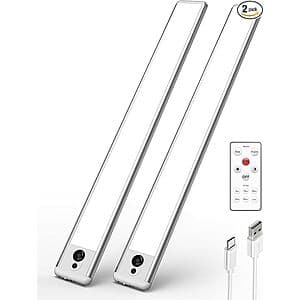 2-Pack EZVALO 14.5" Rechargeable Under Cabinet Lights w/ Motion Sensor & Remote $13.50