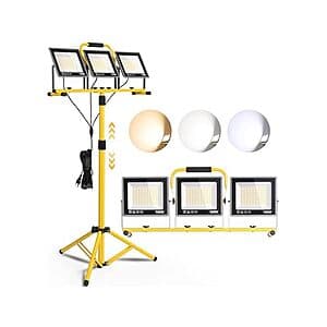 GoBright 31000 Lumen LED Portable 3-Head 3 in 1 Work Lights w/ Stand & Switch $40 + Free S/H for Prime Members