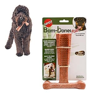 SPOT Bam-Bones Plus 7" Beef Flavor T-Bone Dog Chew Toy (60-90 lb) $4.85