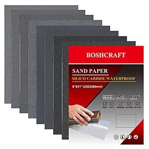 25-Ct BOSHCRAFT 9" x 11" Wet/Dry Sandpaper Assortment (400-5000 Grit) $5