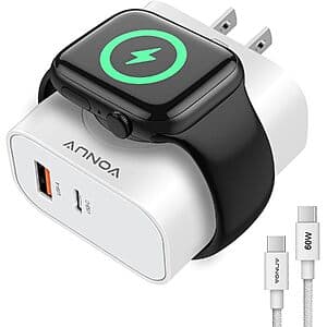 VONUV 3-in-1 20W Charger w/ USB-C / USB-A Port & Wireless Adapter for Apple Watch $9