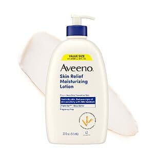 Select Accts: 33-Oz Aveeno Skin Relief Moisturizing Body Lotion (Fragrance-Free) $11.70 w/ S&S