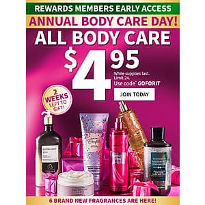 Bath & Body Works Annual Body Care Day Sale: All Body Care Products $5 Each (In-Store or Online w/ S/H)