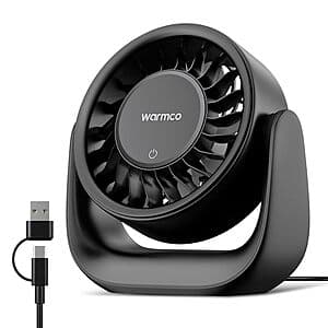 6.4" Warmco DS1 3-Speed USB Touch Control Corded Fan (Black) $10