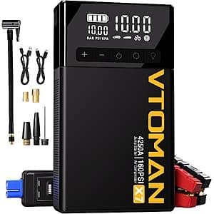 VTOMAN X7 Jump Starter w/ 160 PSI Inflator & 5.1" Display $47 + Free S&H