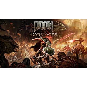 DOOM: The Dark Ages PC game cover artwork featuring dark and intense imagery.