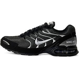 Red Nike Air Max Torch 4 running shoes with Air Max sole unit, featuring the classic Nike swoosh design.