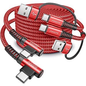 Prime Members: 2-Pack 6.6' AINOPE 60W Right Angle USB-C Cable w/ USB-A Adapter $5.50 + Free Shipping