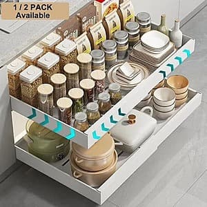 2-Pk PHANCIR 12.6"-20.5" Expandable Pull-out Carbon Steel Cabinet Organizer $24 + Free S&H