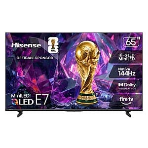 65" Hisense E7 Series Hi-QLED 144Hz MiniLED 4K Fire TV $548 + Free S&H