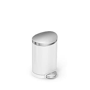 6L simplehuman Semi-Round Bathroom Step Trash Can (White) $18.10