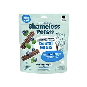 7.2-Oz Shameless Pets Dental Treats for Dogs (The Tooth Berry) $3.20 w/ S&S