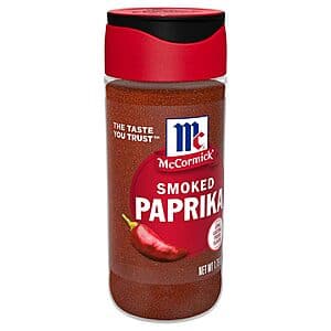 McCormick Smoked Paprika spice in a 1.75 oz container with red label and brand branding.