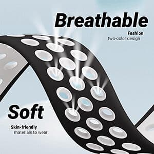 5-Pk Honeystraper Two-Tone Sport Bands for Apple Watch (42mm-49mm, Black & White) $3.60