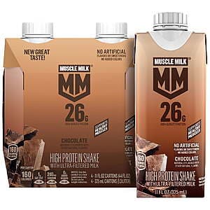 4-Pk 11-Oz Muscle Milk 26g High Protein Shake (various) + $3 Walmart Cash $8 + Free Pickup