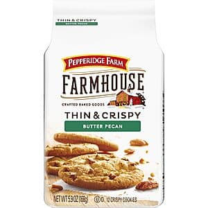 5.9-Oz Pepperidge Farm Farmhouse Thin & Crispy Butter Pecan Cookies $3 w/ S&S