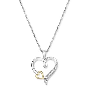 Macy's 18" Diamond Accent Double Heart Pendant Necklace in Sterling Silver & 10k Gold $20