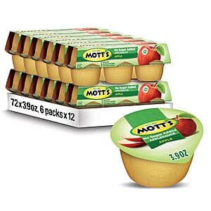 72-Ct 3.9-Oz Mott's Applesauce Cups (No Sugar Added) $14.35 w/ S&S