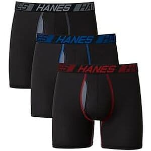 3-Pack Hanes Men's Total Support Pouch Boxer Briefs (Black) $11.45