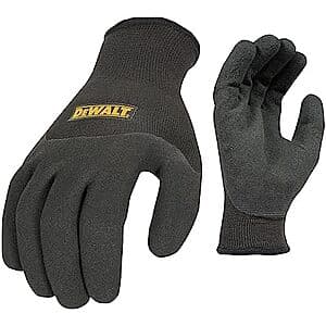 Dewalt thermal insulated grip glove with black and yellow 2-in-1 design for work protection.